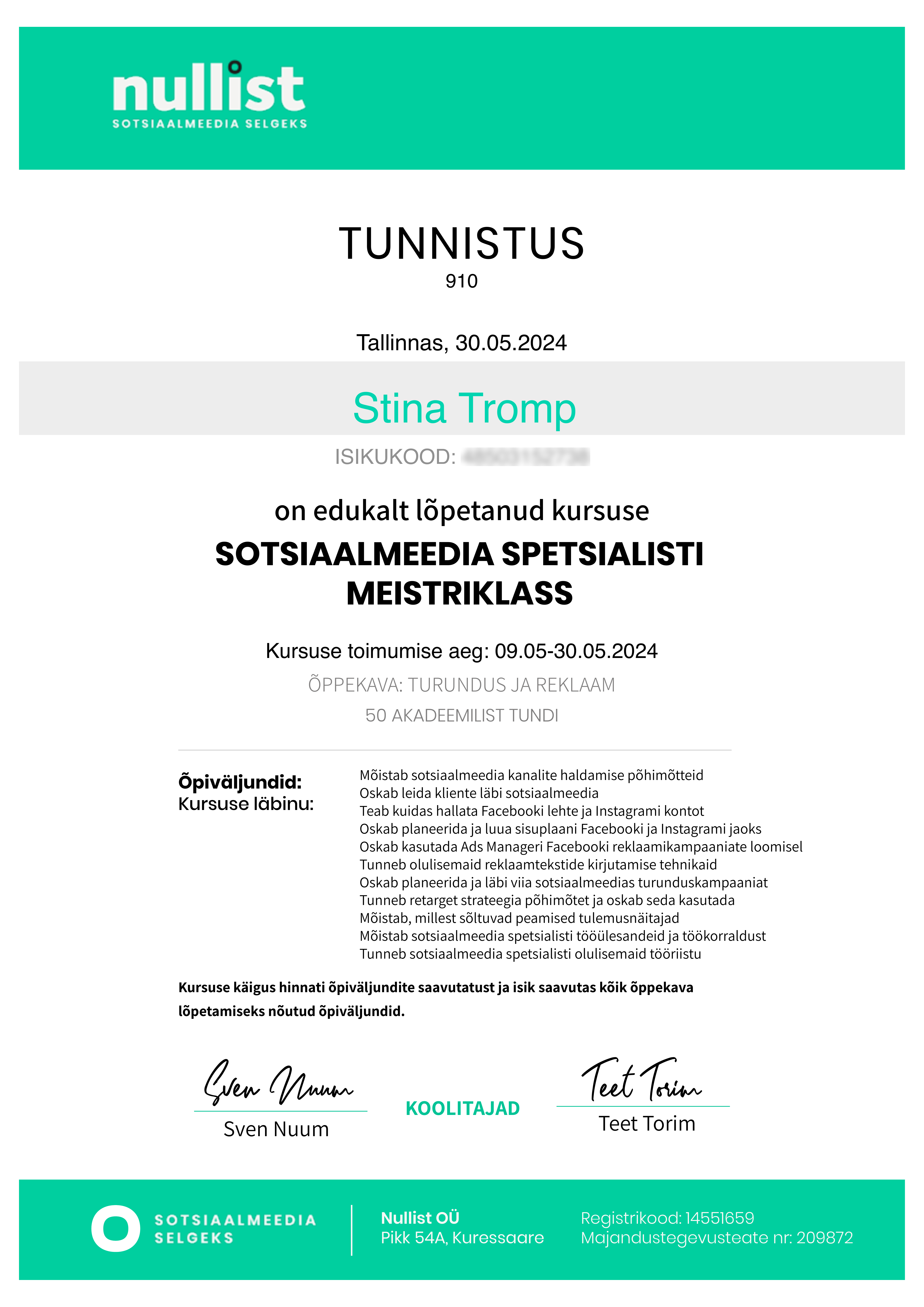 Sotsiaalmeedia spetsialisti meistriklass – Nullist OÜ, Sven Nuum ja Teet Torim